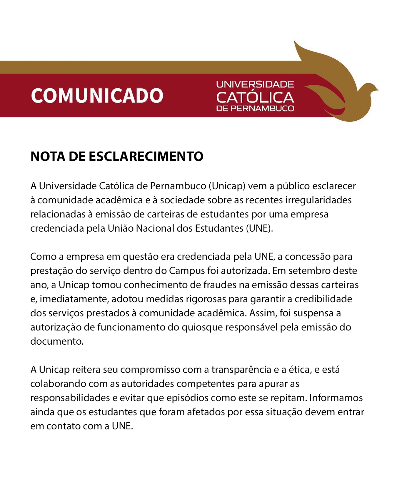 Nota de Esckarecimento