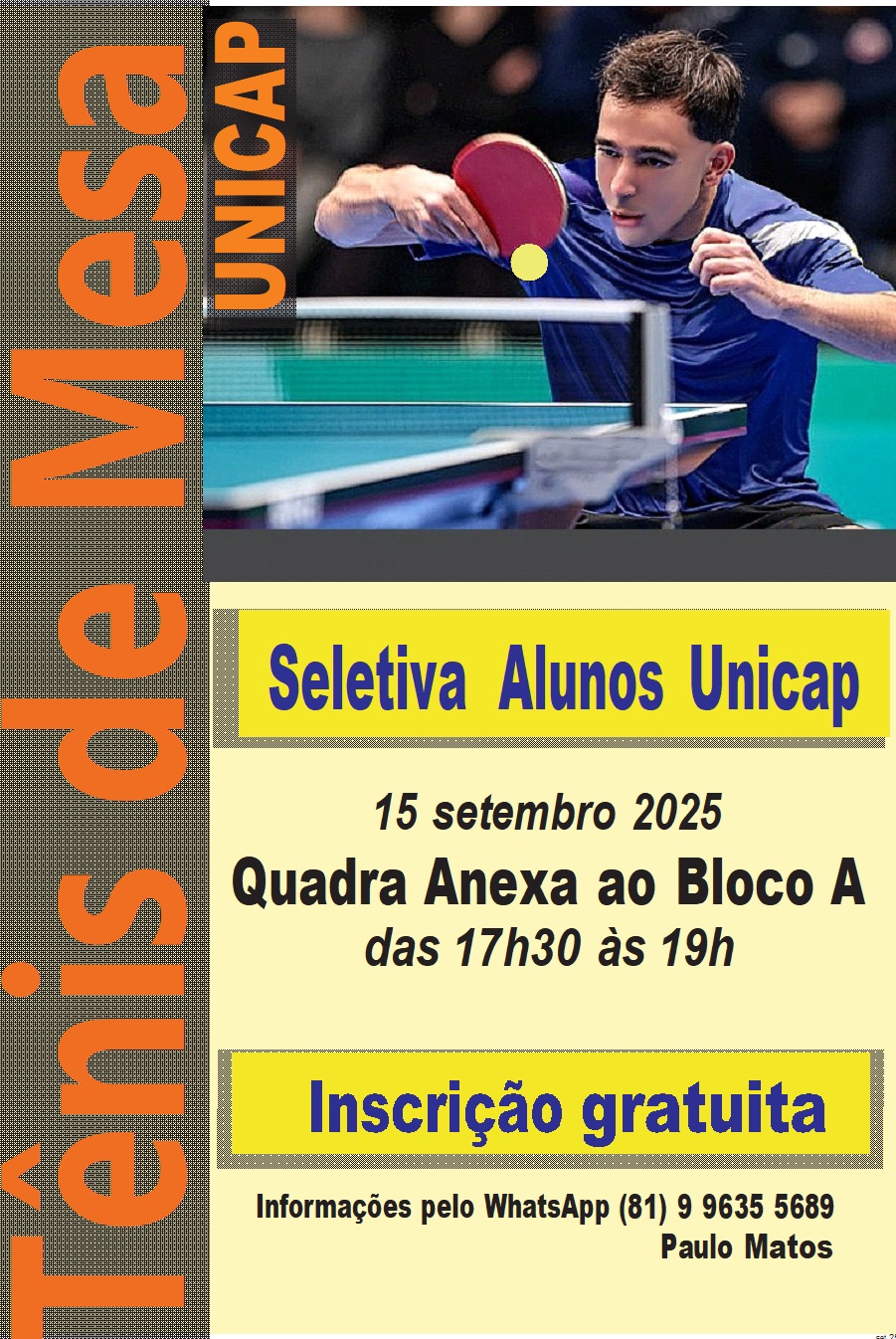 BANNER DA SELETIVA DE TÊNIS DE MESA