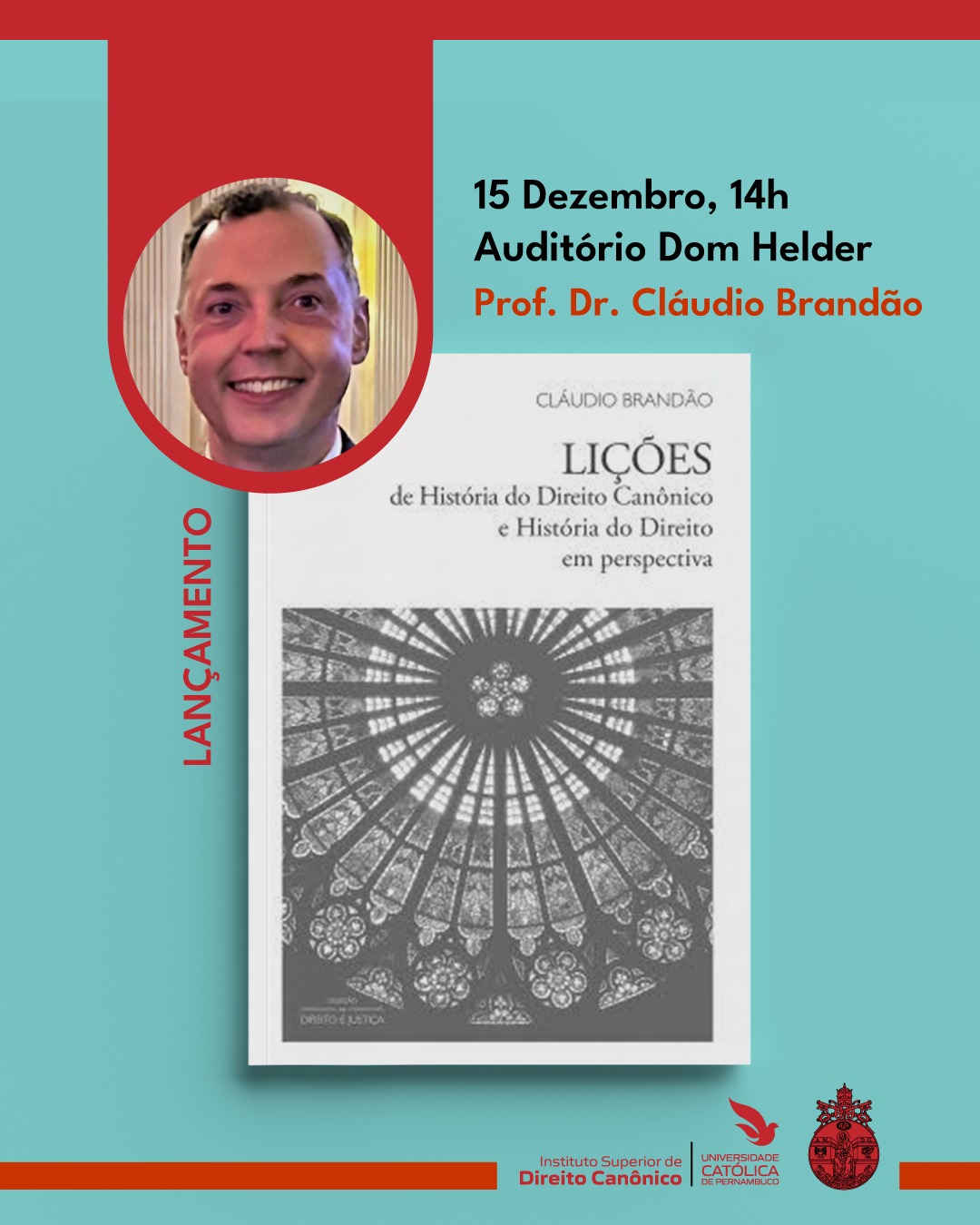 A imagem é um convite gráfico vertical para o lançamento de um livro, com um layout limpo e uso predominante das cores preta e branca. No canto superior esquerdo, em fonte de tamanho médio, estão a data e o horário do evento: