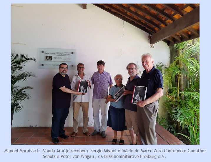 O economista Peter von Wogau  e o professor Guenther Schulz  acompanhados de dois participantes do Marco Zero Conteúdo, Sérgio Miguel Buarque e Inácio França.