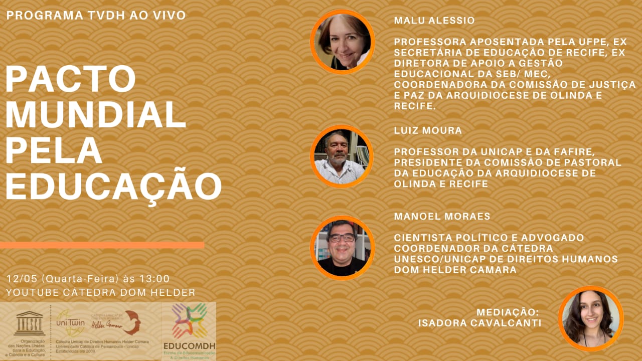 CARD DA LIVE TVDH – PACTO MUNDIAL PELA EDUCAÇÃO –