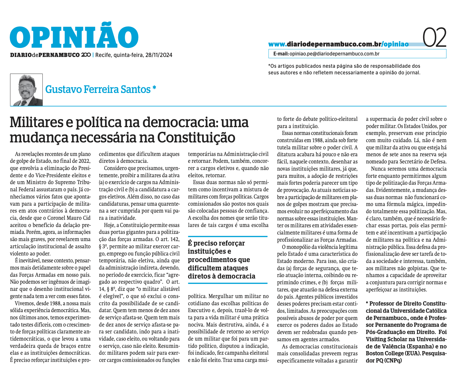 Print de artigo publicado no Diário de Pernambuco