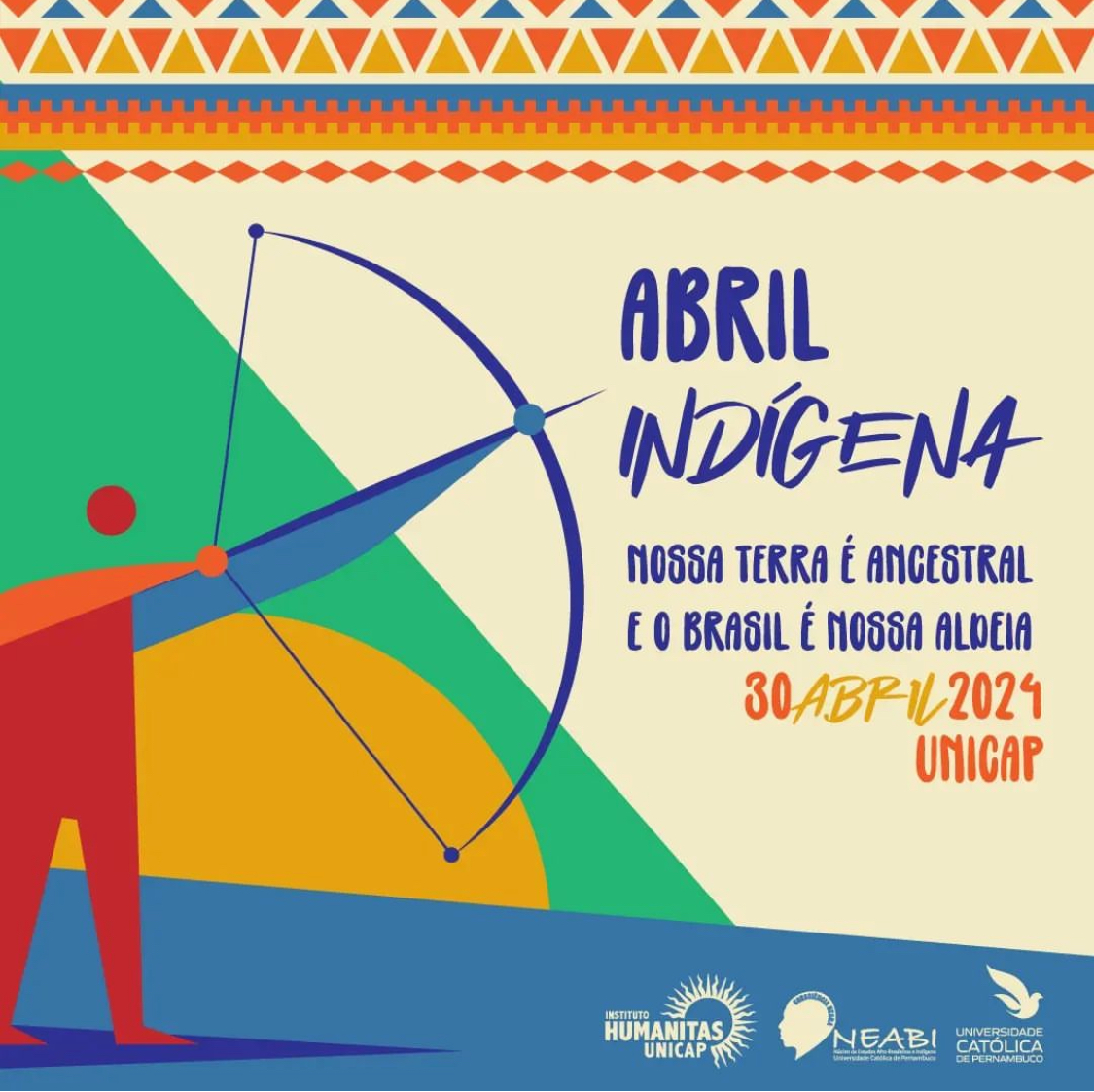 indígena com arco e flecha na mão anunciando o abril indígena