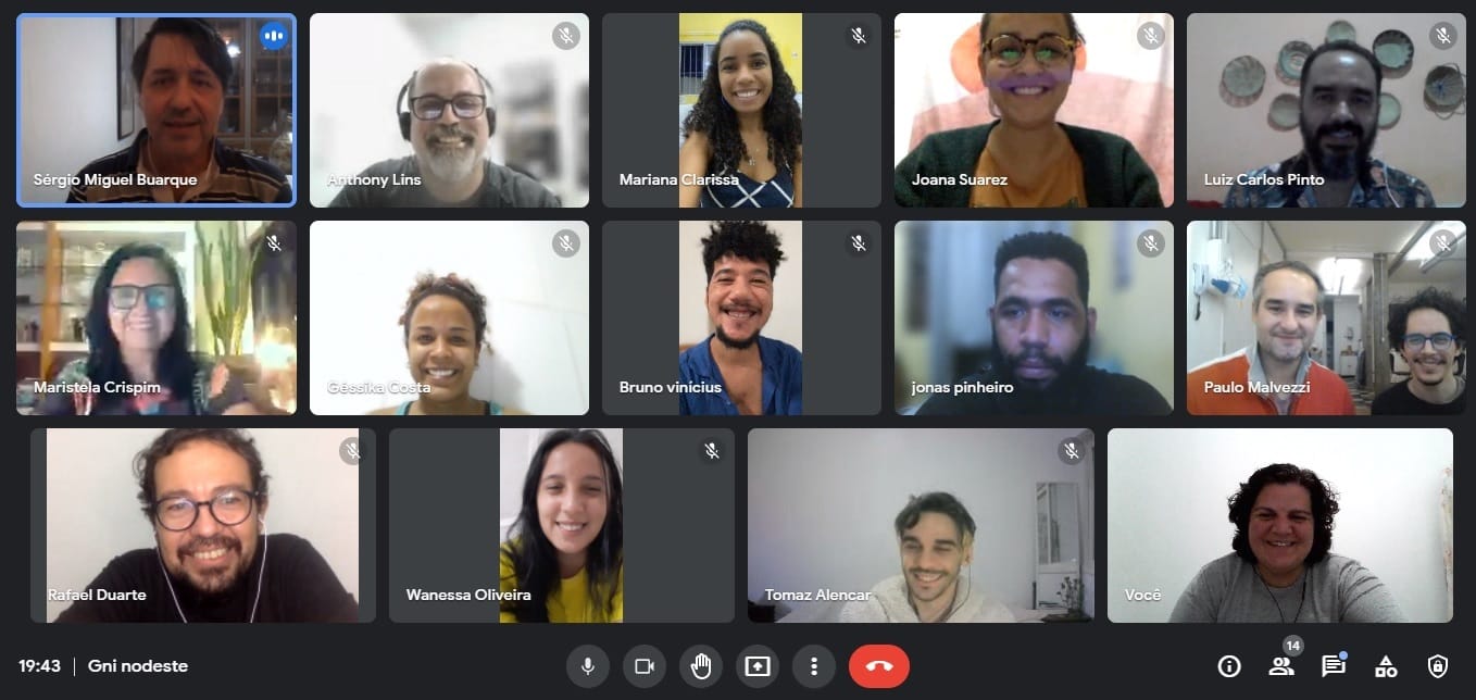 Print da tela de reunião remota entre os participantes do projeto