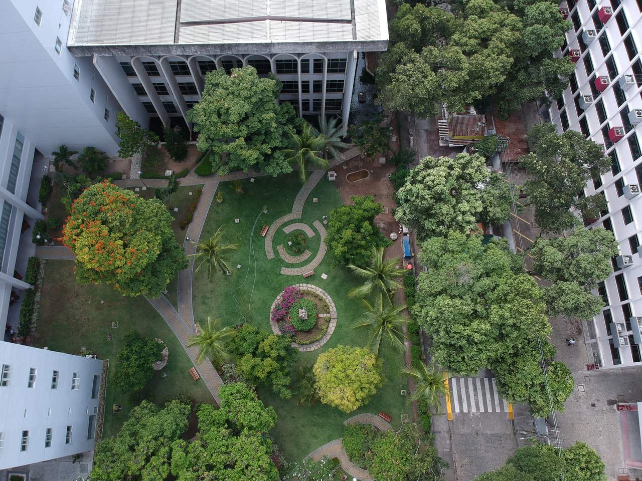 Imagem dos jardins da Unicap feita por drone