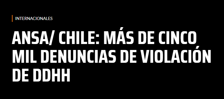 card ANSA/ CHILE: MÁS DE CINCO MIL DENUNCIAS DE VIOLACIÓN DE DDHH
