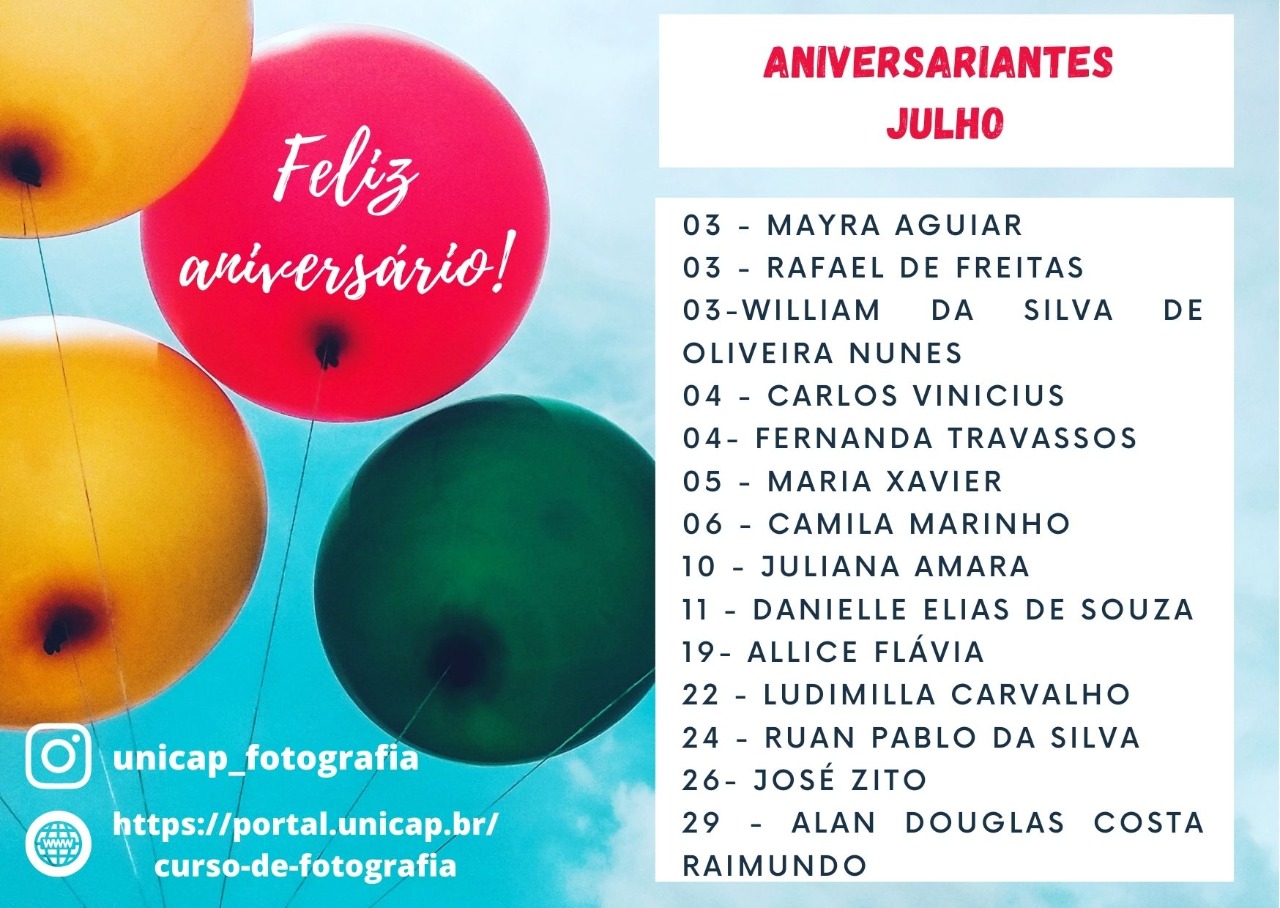 Aniversariantes de julho