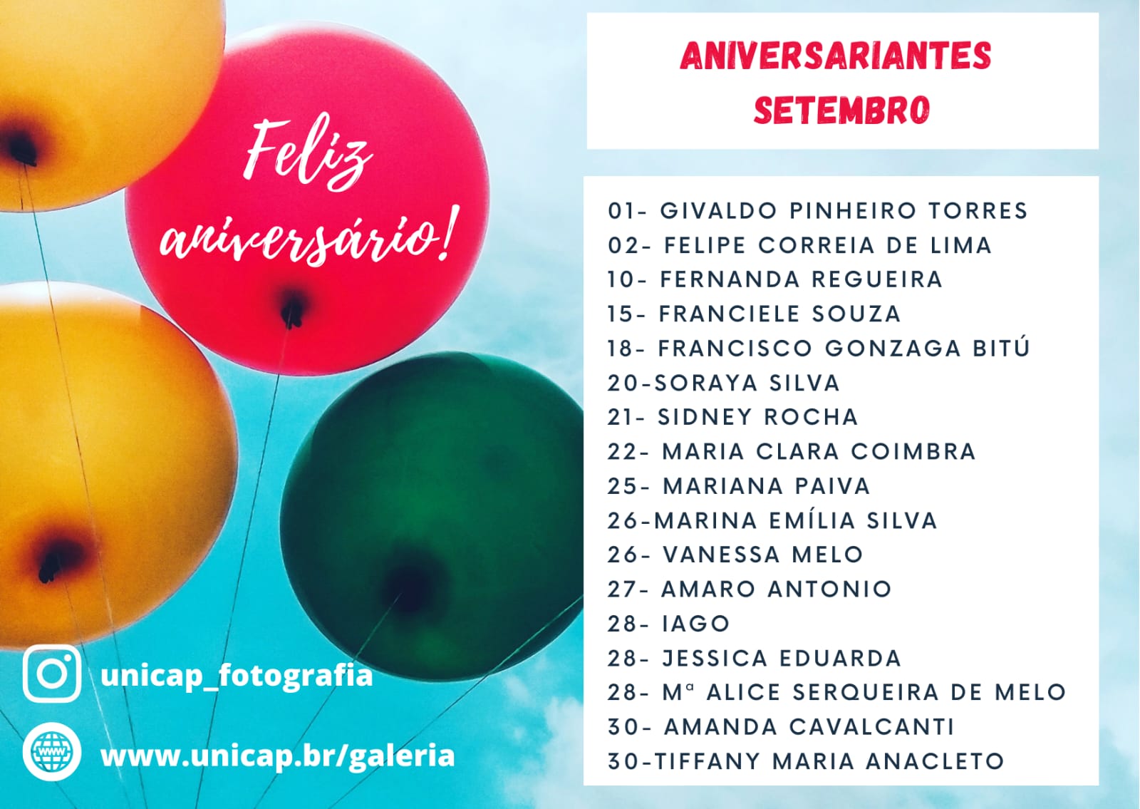 aniversariantes setembro