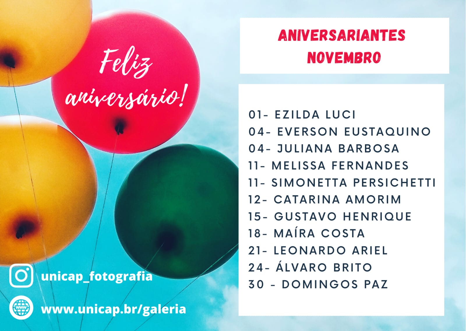 aniversariantes de novembro