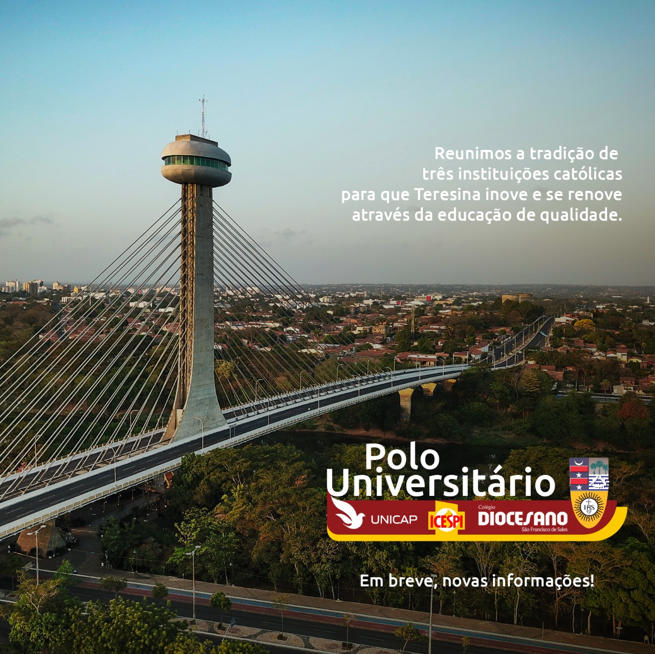 Card com foto de Teresina e artes gráficas do Polo