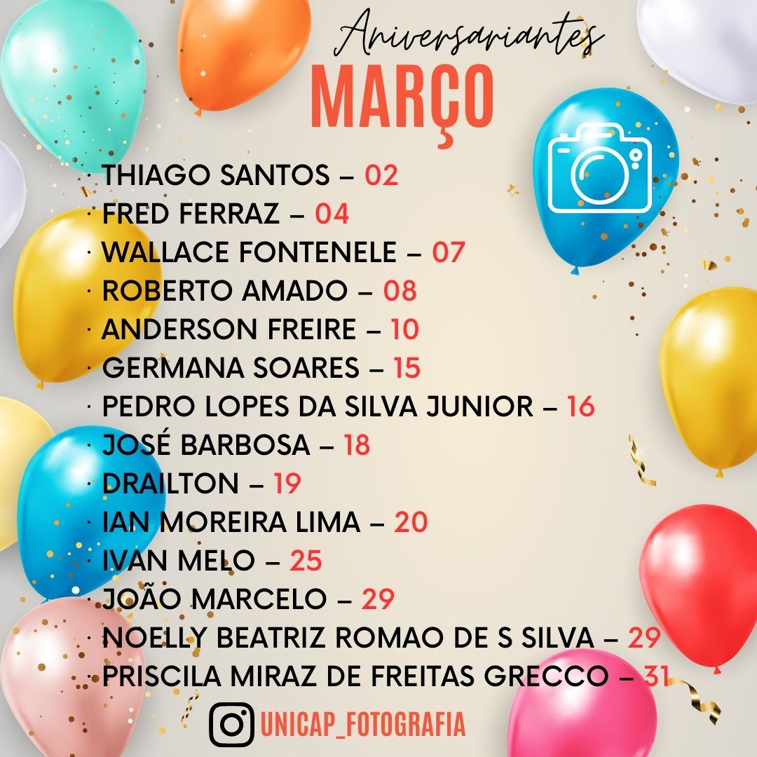 aniversariantes de março