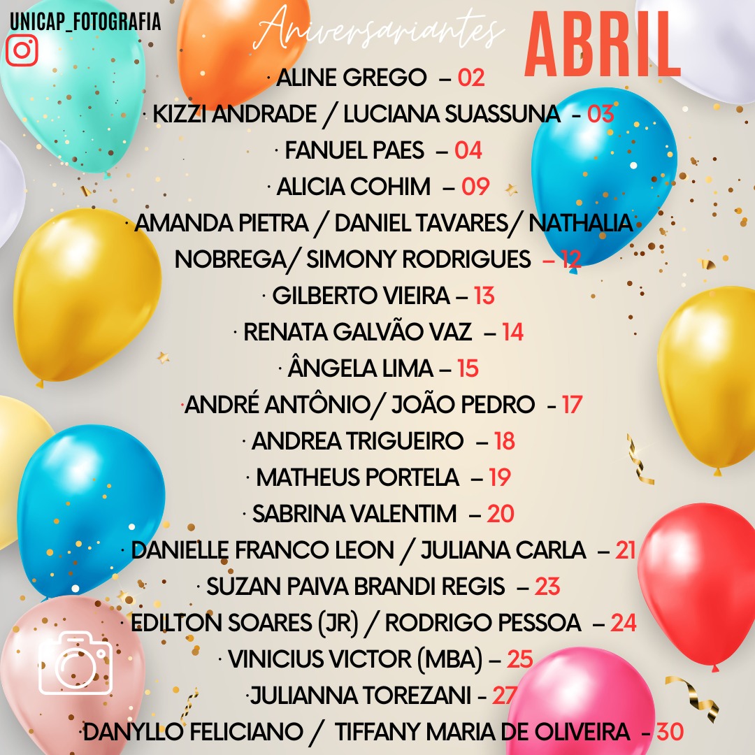 aniversariantes de abril