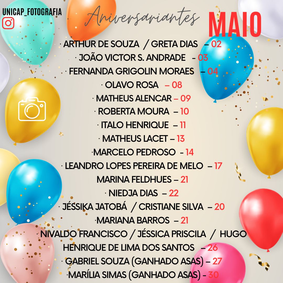 aniversariantes de maio