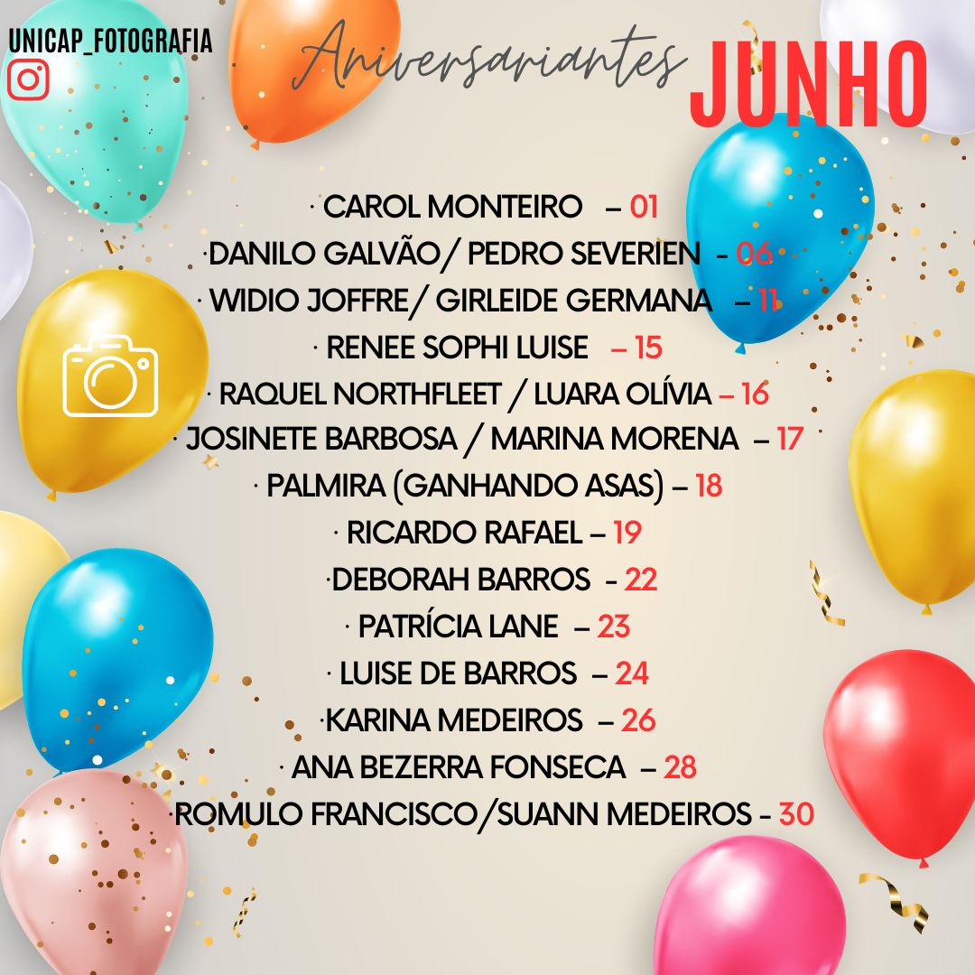 aniversariantes de junho