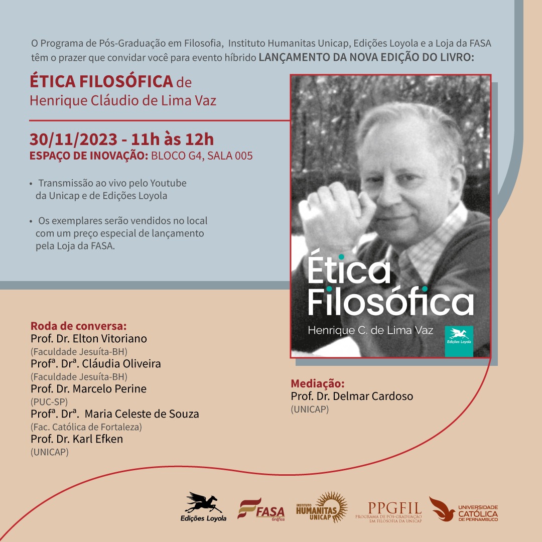 card do Lançamento da nova edição do livro Ética Filosófica de Henrique Cláudio de Lima Vaz